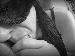 Black-and-white, prick, blowjob