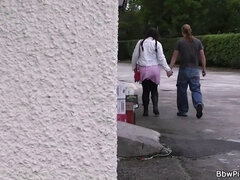 BBW first date sex in the public restroom