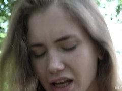 18 ans, Blonde, Queue, De plein air, Chatte, Élève, Adolescente