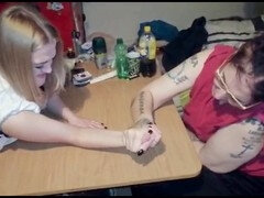 Tall amazon, arm wrestling, strong woman