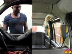 A female cab driver gets her first taste of a big black cock