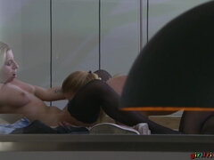 Hot girls Amy Red and Chrissy Fox make love on the floor