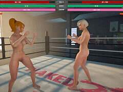 Tiffany battles Francine in an intense naked fight in 3D arena