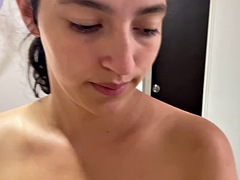 Gros seins, Éjaculation interne, Hard, Fille latino, Pov, Chatte, Douche, Adolescente