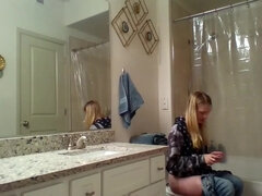Voyeur Girl Taking Photos And Masturbating In The Shower
