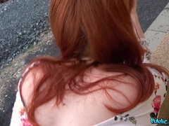 Amateur, Americano, Negro, Mamada, Europeo, Al aire libre, Pelirrojo, Tatuaje