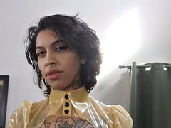 美女, 黒人, 黒人, フェティッシュ, ゴム, ペニスバンド, タトゥー, おもちゃ