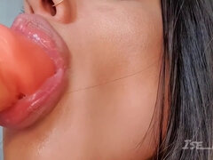 Beautiful Brunette Shows How To Suck A Dick With Her Dildo - Morena Gostosa