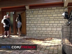 デカパイ, ブロンド, フェラチオ, 巨乳な, フランス人, オマンコ, フェラする, 三人