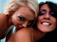 Anal, Blonde, Brunette, Lesbian, Masturbation, Natural tits, Tight, Wet