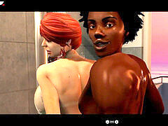 黒人, エロ熟女, デカチンの, シャワー