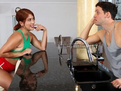 18 jaar, Grote lul, Pijpbeurt, Hondjeshouding, Gezin, Natuurlijke tieten, Roodharige vrouw, Tiener