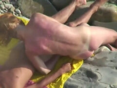 Amateur, Plage, Couple, Nue  à poil, Nue, Nudiste, Public, Espionne