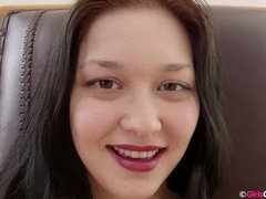 Brunette, Leather, Masturbation, Orgasm, Solo