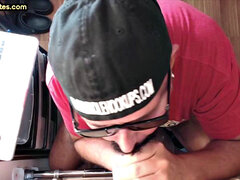 Gloryhole mature gay loves sucking while stroking