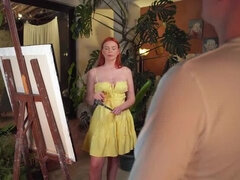 Sucer une bite, En levrette, Européenne, Seins naturels, Rousse roux, Étudiant, Professeur