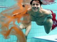 A couple of hotties submerged underwater
