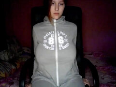 Enthousiasteling, Grote mammen, Reusachtig, Natuurlijke tieten, Tiener, Tieten likken, Webcamera