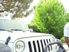 Dirty Carwash with young brunettes Emily Willis, Kissa Sins, Jax Slayher - interracial threesome hardcore outdoors