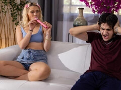 デカチン, デカパイ, ブロンド, フェラチオ, なめる, オナニー, ショートヘア, ティーン