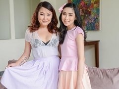 Asiático, Tetas grandes, Mamada, Polla, Estilo perrito, Ffm, Pajear, Adolescente