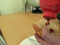 A guy fucks a plump old granny doggy style