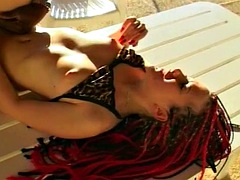 Nasty French slut assfucked by BBC by the pool