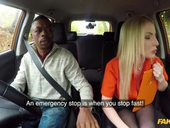 Horny black guy fucks his gorgeous driving instructor