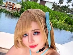 Leie, Bikini, Blondine, Im freien, Erotischer film, Solo