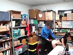 Shoplifter Audrey Royal fellating shafts and stuffed