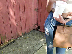 Leie, Amerikanisch, Blasen, Paar, Im freien, Öffentlich, Realität, Spanner