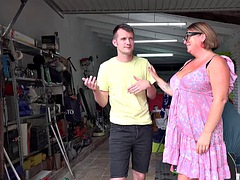 AuntJudysXXX - Busty Redhead Cougar JoJo Seduces The Mechanic