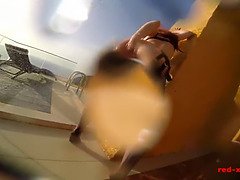 デカパイ, イギリス人, エロ熟女, オナニー, 熟年, 母, プール, 義母