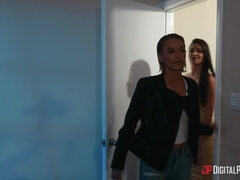 Cul, Dingue, Talons, Jeans, Embrassement, Fille latino, Bureau, Nénés