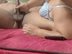 70-year-old mature grandma gives a deep blowjob to a hung black dude