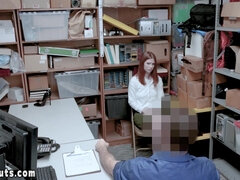 Scared red teen thief Pepper Hart fucked by a big dick