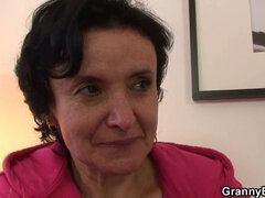 Watch skinny granny ride his big dong like a pro in HD video