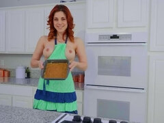 お尻, デカパイ, 食べ物, キッチン, オナニー, オマンコ, 一人, おもちゃ