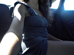 JOI Cum in my mouth in the back of the car