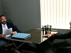 ripe red bear ejaculates job interview at the peak