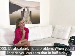 Gorgeous brunette Sarah Kay makes the casting agent cum