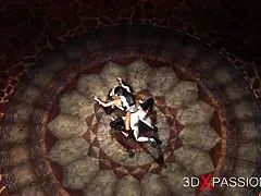 Hot 3d dickgirls nail hard a sexy victim in the ritual room