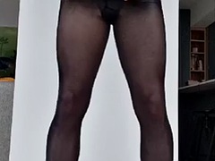 Grosser schwanz, Britisch, Crossdresser, Schwanz, Fetisch, Lingerie, Strumpfhose, Solo
