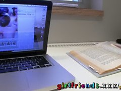 Office girls Blonde and Brunette indulge in steamy lesbian pussy licking & oral sex