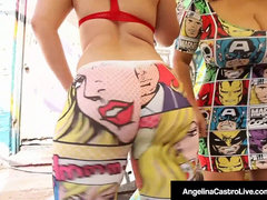 デカ尻, フェラチオ, 茶髪の, 黒人, 巨大, ポンプ, フェラする, オッパイの