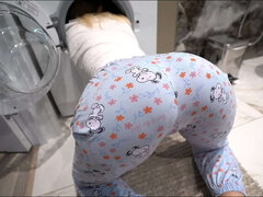 Step Sister Stuck in Washing Machine Fucked Hard - Creampie Finish