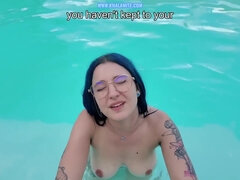 Leie, Blasen, Französisch, Behaart, Pool, Öffentlich, Muschi, Spanner