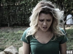 Blonde babe used by a perverted teacher with huge cock