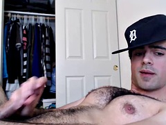 Cam Cum: Hairy straight daddy jerks off and cums