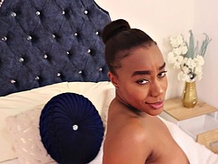Chica, Negro, Consolador, Ébano, Masturbación, Montar, Tetas, Juguetes